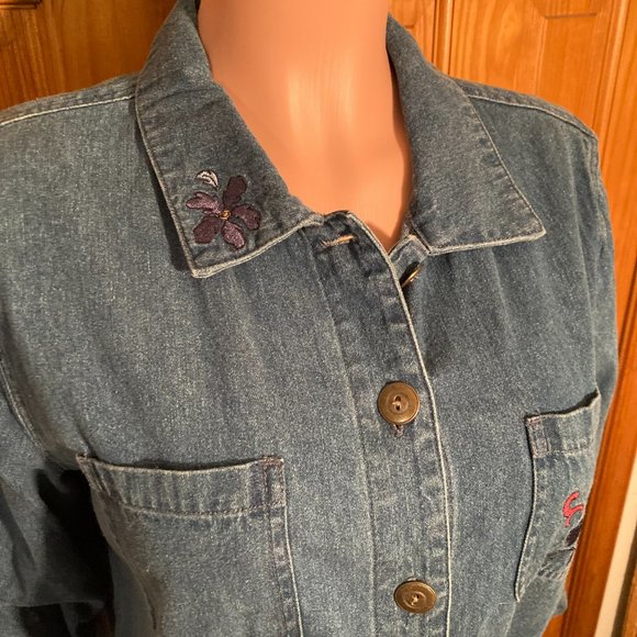 NWOT Vintage Breckenridge Denim Embroidered Long Sleeve Top Size L - Picture 5 of 15
